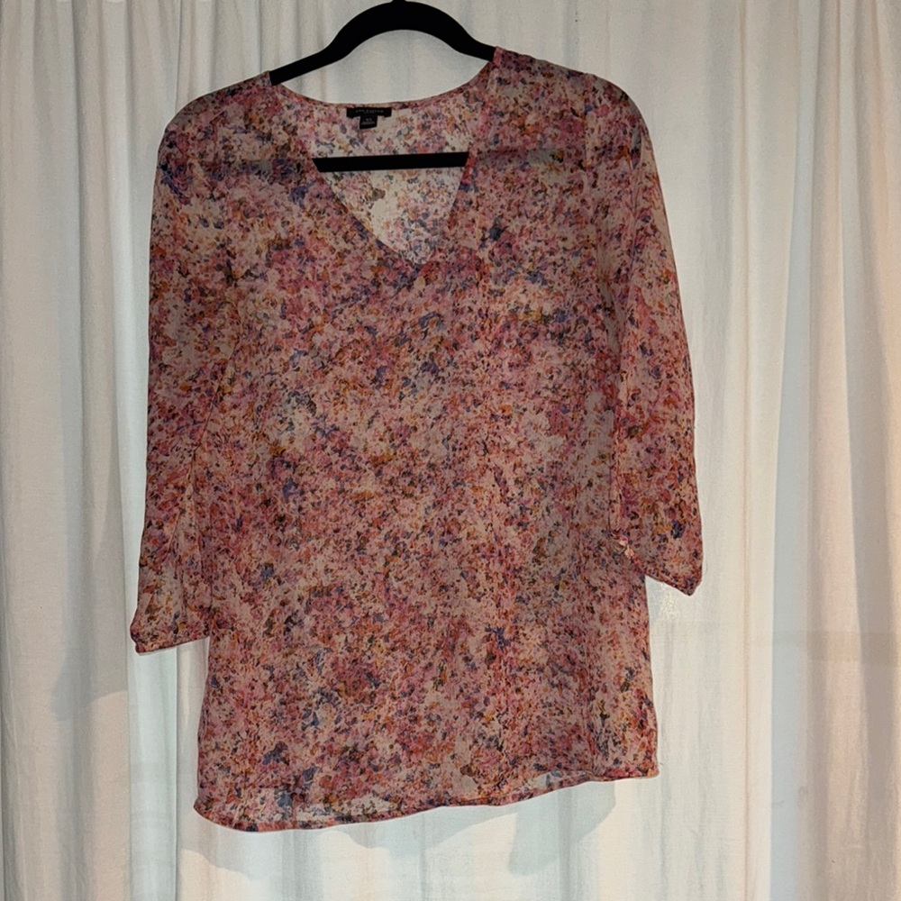 Ann Taylor Pink 3/4 Sleeve Relaxed Blouse
